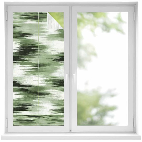 Forest Green Mist Window Privacy Film Country Abstract Pastoral Green Leaf Decorative Glass Window Film UV Blocking Static Cling Non-Adhesive Sticker Covering for Home Door 17.7 x 39.3 inches