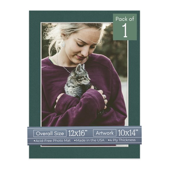 Forest Green Picture Frame Mat for 12x16 Frames - Fits 10x14 Photos - 1 Mat