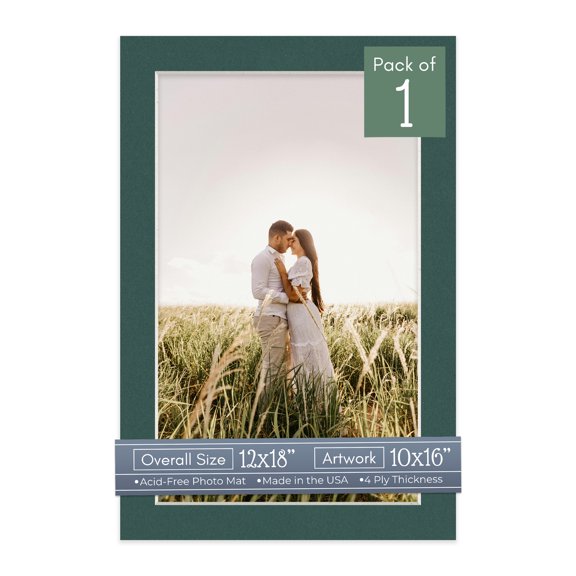 Forest Green Picture Frame Mat for 12x18 Frames - Fits 10x16 Photos - 1 Mat