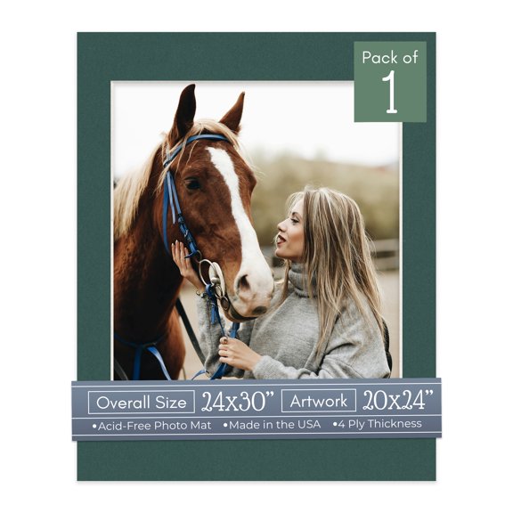 Forest Green Picture Frame Mat for 24x30 Frames - Fits 20x24 Photos - 1 Mat