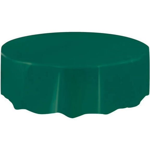 Forest Green Plastic Party Tablecloth, Round, 84in