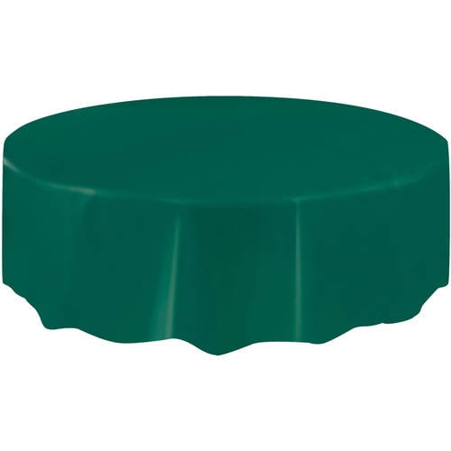 Forest Green Plastic Party Tablecloth, Round, 84in