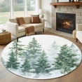 thumbnail image 1 of Forest Green Round Area Rug 7 FT, Non Slip Living Room Area Carpet, Spring Summer Watercolor Pine Tree Washable Soft Circular Rug Non-Shedding Floor Carpet for Bedside Office Play Room Classroom, 1 of 9
