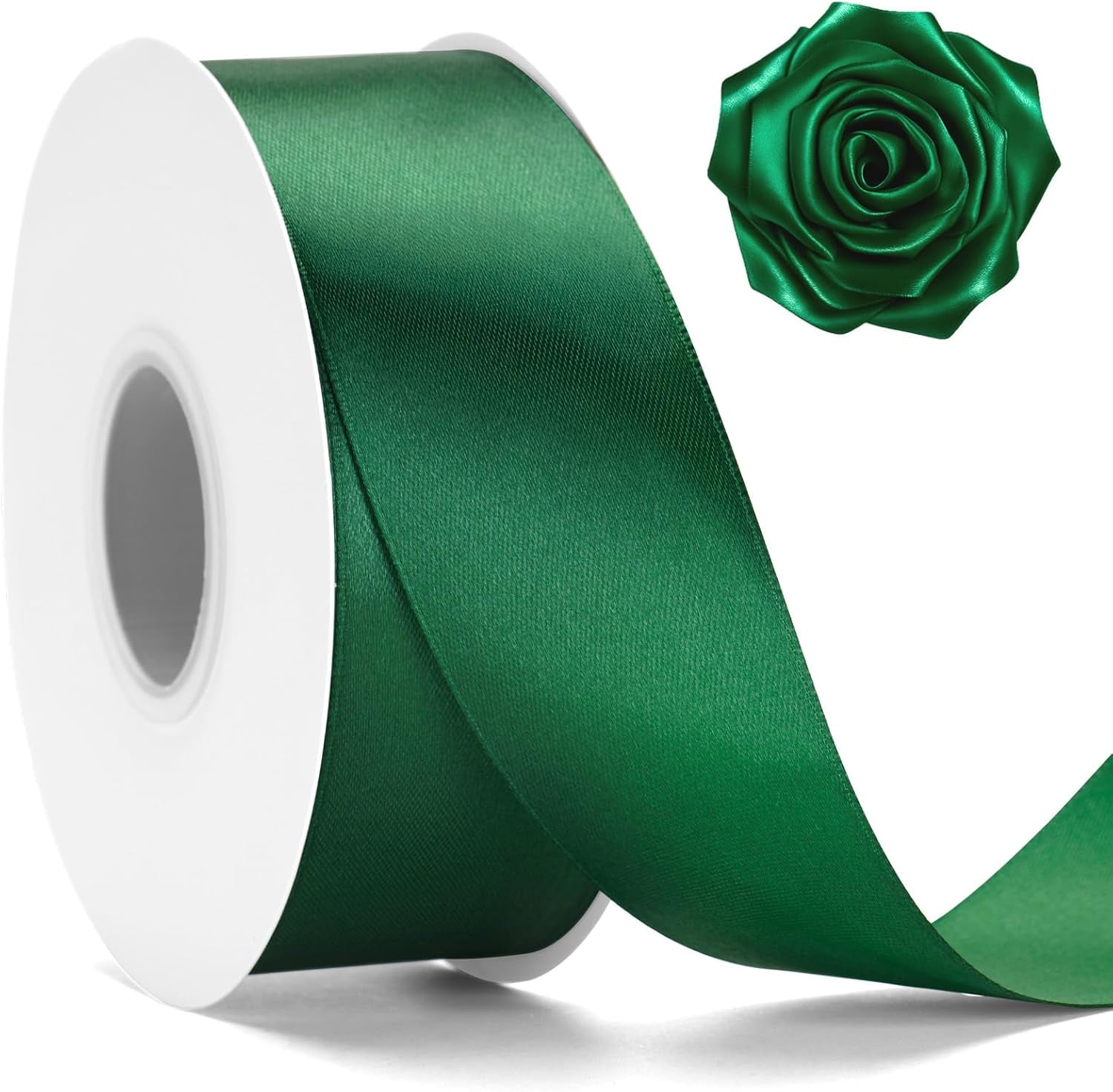 Forest Green Satin Ribbon – 1 1/2'' x 100 Yards Polyester Dark Green Ribbon for Trees Gift Wrapping, Wedding, Party Decoration, DIY Crafts, Floral Bouquets and Wreath Bows