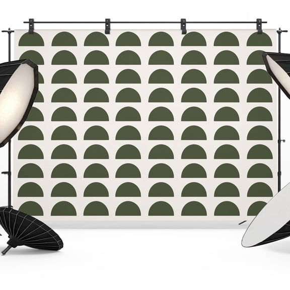 Forest Green Semicircles Backdrops for Photography, Boho Layered Modern Moss Arcs Fabric Photo Background Sturdy Studio Props for Photo Studio, Video Recording, Booth & Photoshoot 10x8ft