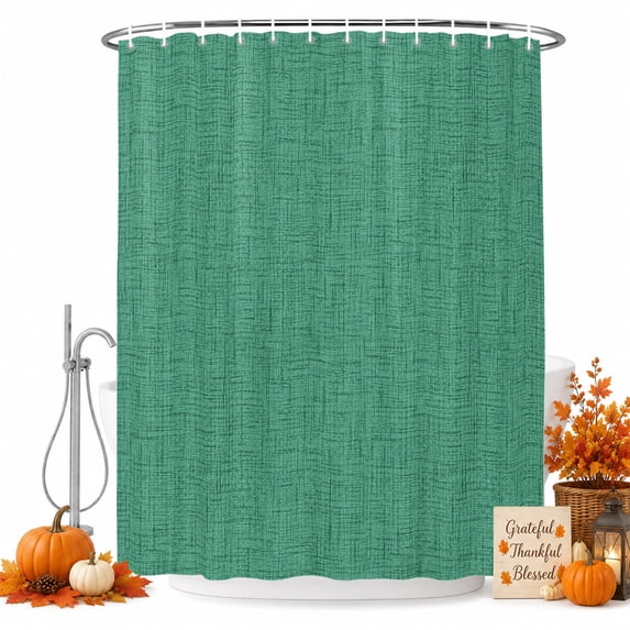 Forest Green Shower Curtain, Waterproof Shower Curtains for Bathroom, Rustic Farmhouse Solid Color Washable Fabric Bathtub Curtain Set Bath Decor with 12 Hooks Extra Long 72"x96"