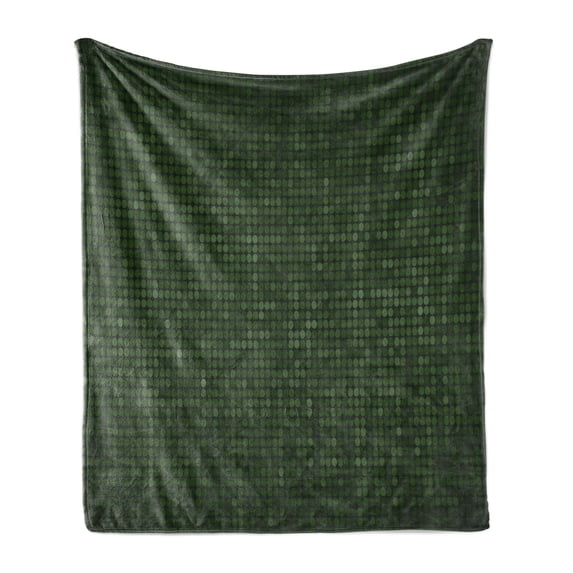 Forest Green Soft Flannel Fleece Blanket, Spotty Pattern with Symmetric Little Dots Modern Design with Futuristic Look, Cozy Plush for Indoor and Outdoor Use, 50" x 70", Green Black, by Ambesonne