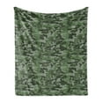 thumbnail image 1 of Forest Green Soft Flannel Fleece Throw Blanket, Abstract Pattern in Green Shades Camouflage Classical Uniform Illustration, Cozy Plush for Indoor and Outdoor Use, 50" x 70", Multicolor, by Ambesonne, 1 of 5