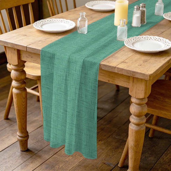 Forest Green Solid 10ft Cheesecloth Table Runner for Wedding 27"x120", Minimalist Cloth Rustic Deep Green Linen Texture Kitchen Dinner Sheer Tulle Chiffon Dresser Scarf, Holiday Party Decorations