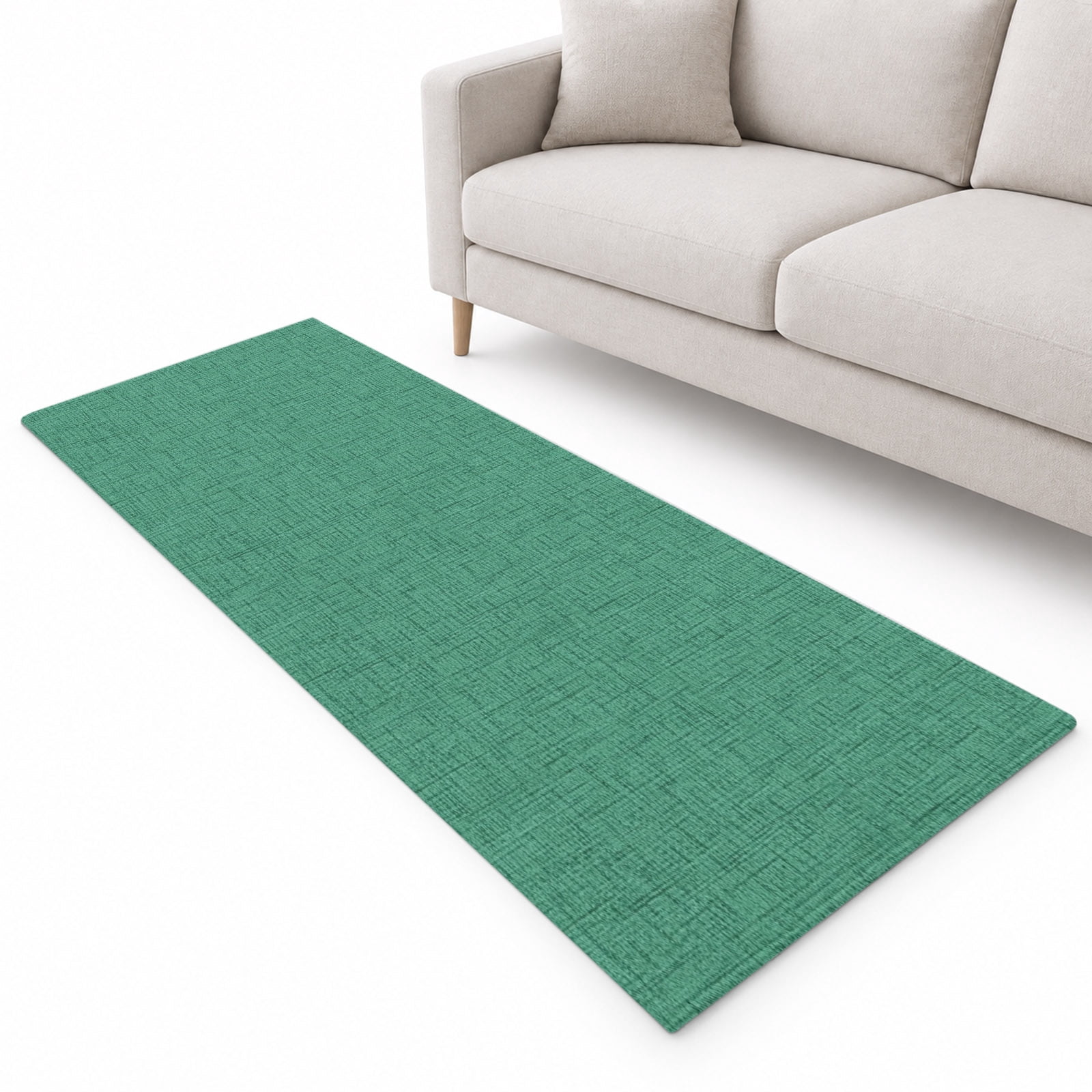 Forest Green Solid Runner Rug 2.6'x8', Minimalist Cloth Rustic Deep ...