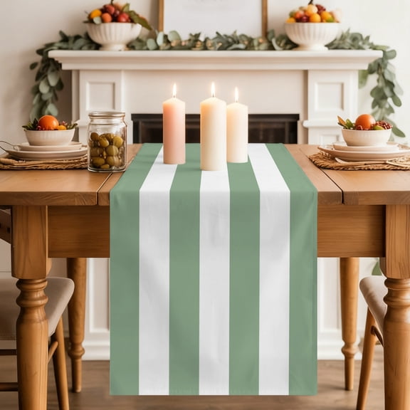 Forest Green Stripes Dining Table Runner, Modern Artistic Parallel Lines Washable Table Runners Kitchen Coffee Table Center Decor for Home Party Holiday Wedding 13 x 108 Inches