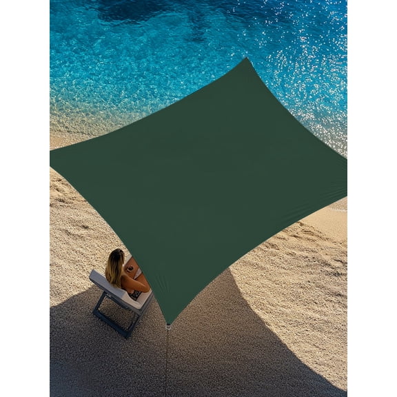 Forest Green Sun Shade Sail 6.5' x 10', Deep Green Solid Color Background Minimalist Rectangle Outdoor Sunshade Canopy, Waterproof UV Block Patio Covers for Garden Yard Beach