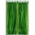 thumbnail image 1 of Forest Green  Tie Top  Sheer Sari Curtain / Drape / Panel   - 43W x 63L - Piece, 1 of 2