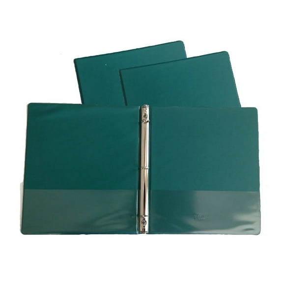 Forest Green Vinyl Standard 3-Ring Binders, 1/2-Inch, for 8.5" x 11" Sheets, with Inside Pockets, 3-Pack