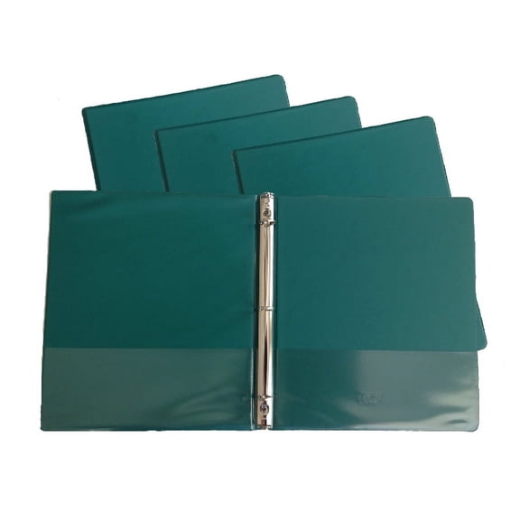 Forest Green Vinyl Standard 3-Ring Binders, 1/2-Inch, for 8.5" x 11" Sheets, with Inside Pockets, 4-Pack