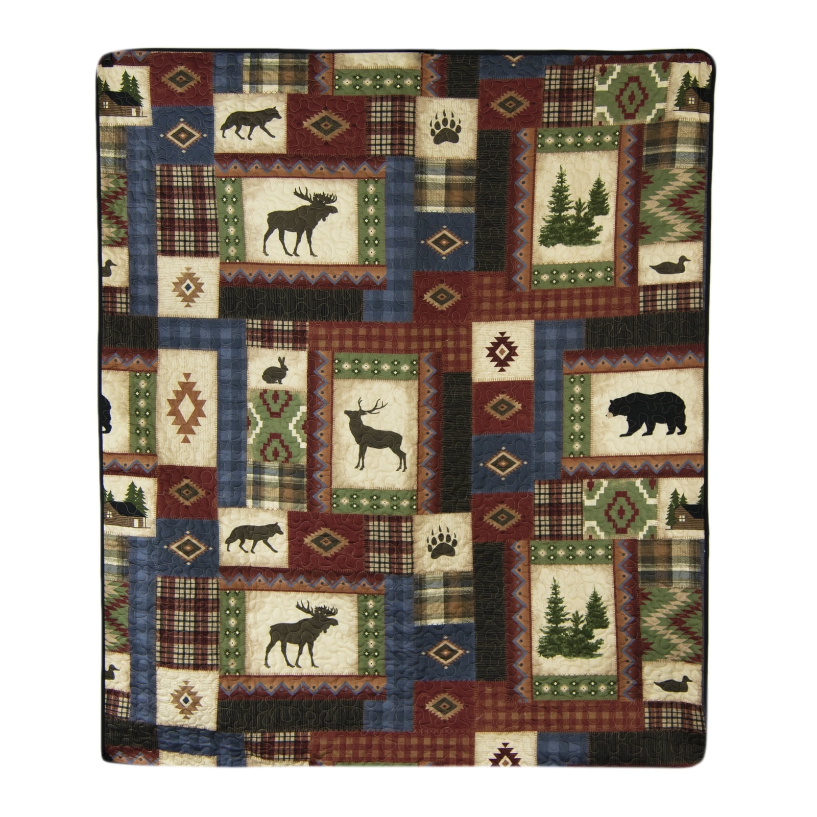 Rustic Multicolor Reversible Polyester Throw Blanket 50" x 60"