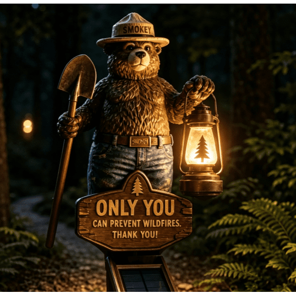 Forest Guardian Bear Solar Garden Stake Light – Soft Amber LED Solar Lantern Bear Stake, Unique Gift for Campers & Garden Enthusiasts