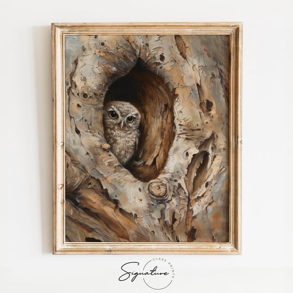Forest Guardian Gaze Owl Peering From Tree Hollow Mystical Avian ...