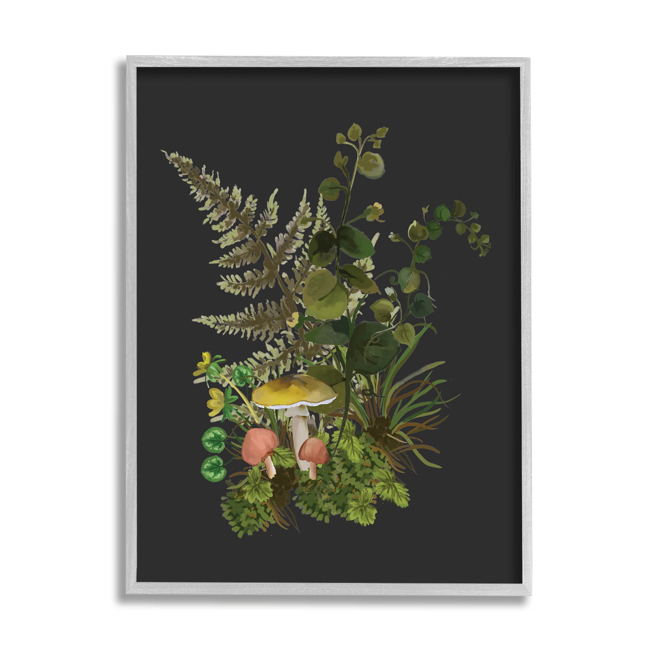 Forest Herbs Sprouting Nature Botanical & Floral Graphic Art Gray Framed Art Print Wall Art