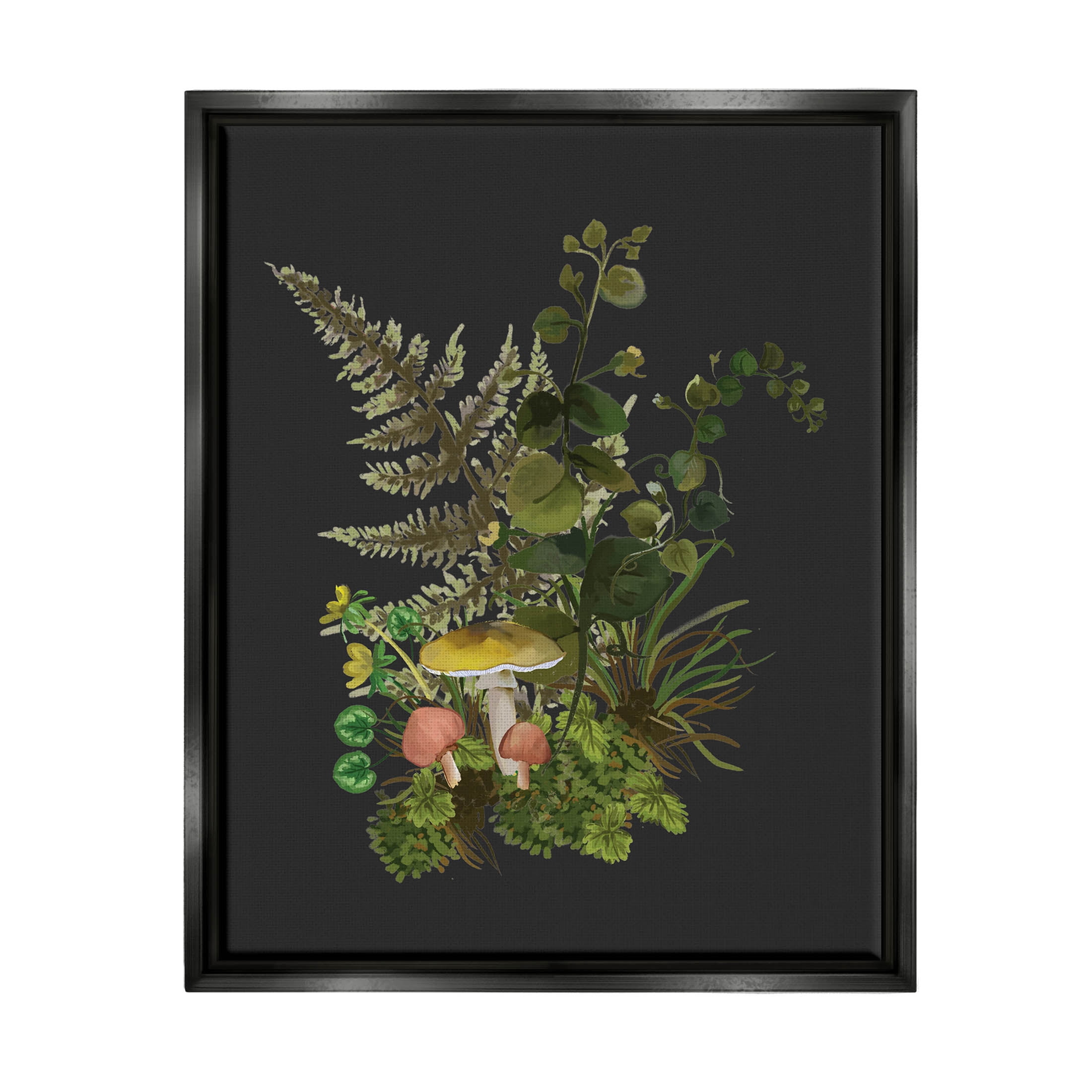 Forest Herbs Sprouting Nature Botanical & Floral Graphic Art Jet Black Framed Art Print Wall Art