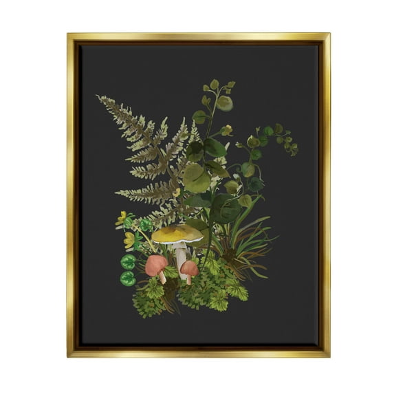 Forest Herbs Sprouting Nature Botanical & Floral Graphic Art Metallic Gold Framed Art Print Wall Art
