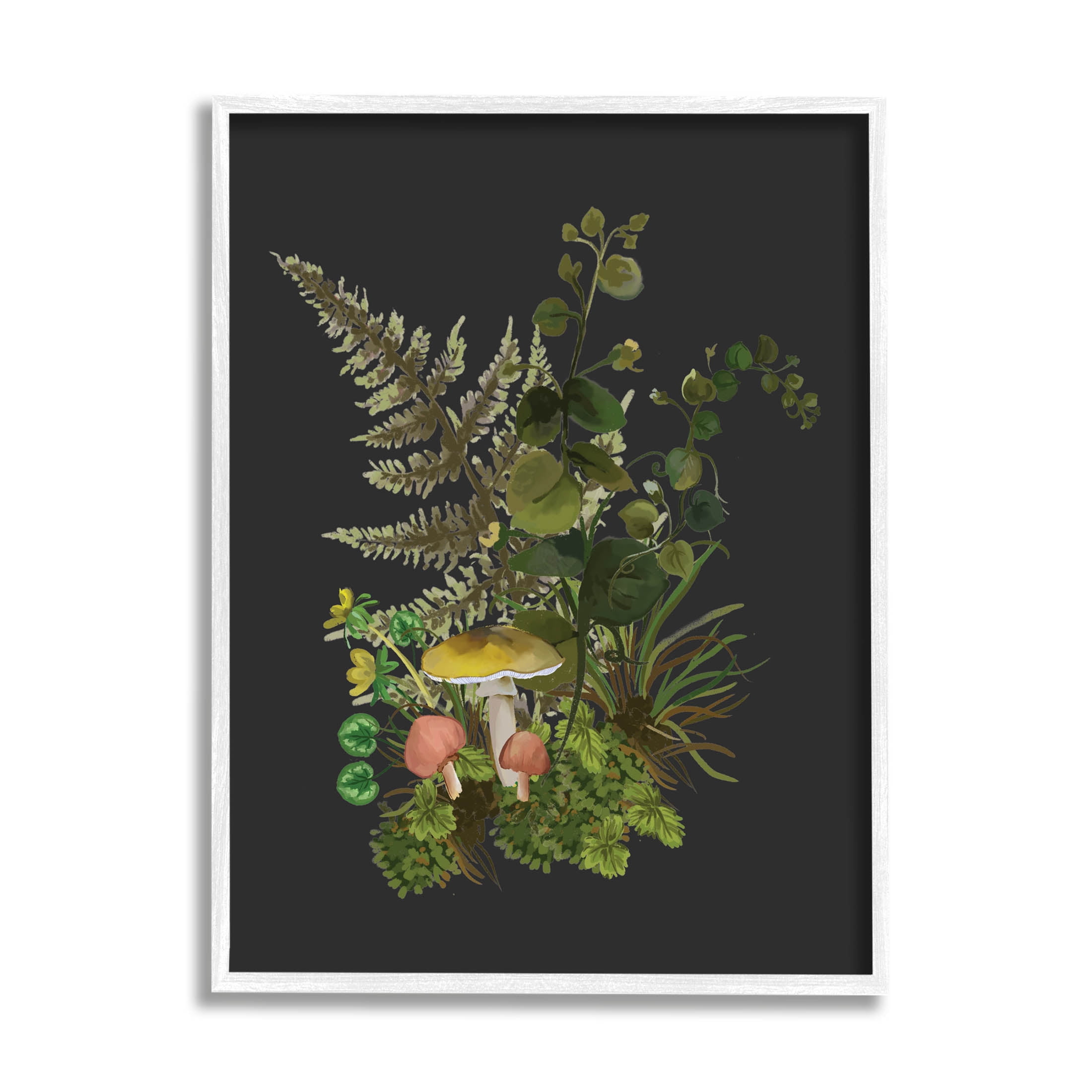 Forest Herbs Sprouting Nature Botanical & Floral Graphic Art White Framed Art Print Wall Art