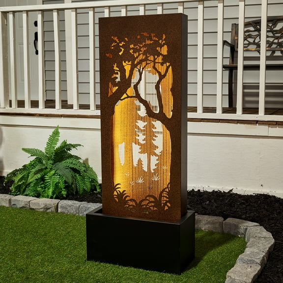Hi-Line Gift Ltd. Forest Hollow Carved Fountain W/LEDs