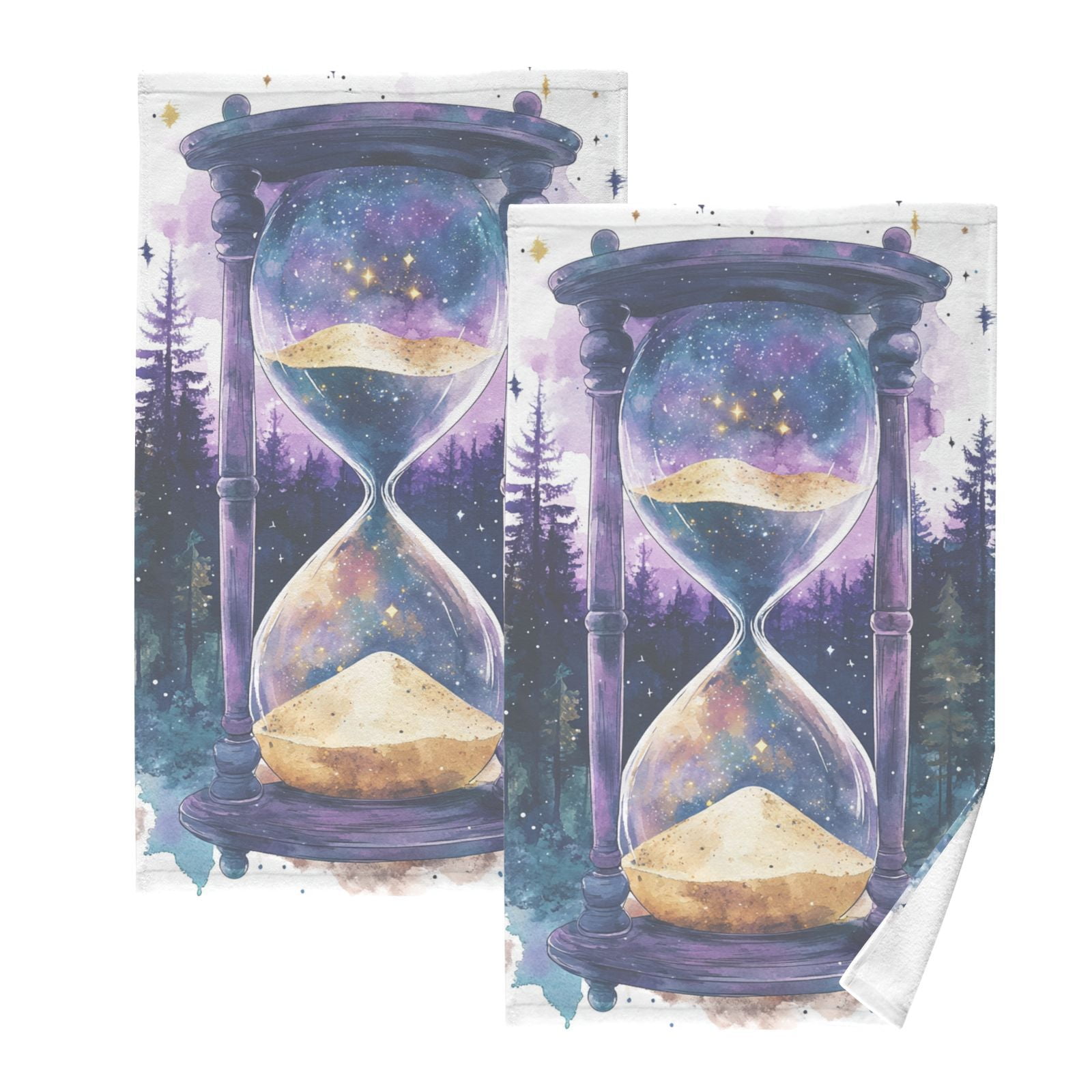 Forest Hourglass Hand Towels Cotton Bath Towels Large Face Towels Absorbent for Bathroom 2 Packs
