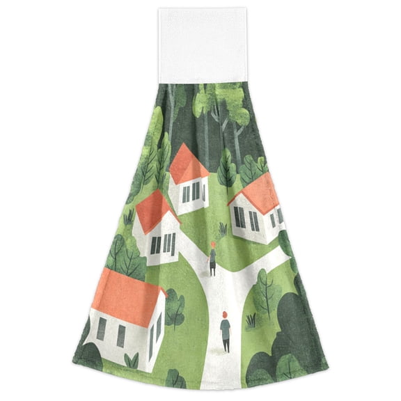 Forest Hut 2 Pack 14''x18'' Hand Towels Soft Coral Fleece Quick Dry Hook and Loop for Kitchen Bathroom