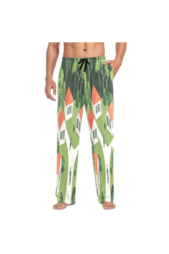 Forest Hut Mens Cotton Pajama Pants Long Staple Lightweight Sleep Bottoms with Pockets Breathable