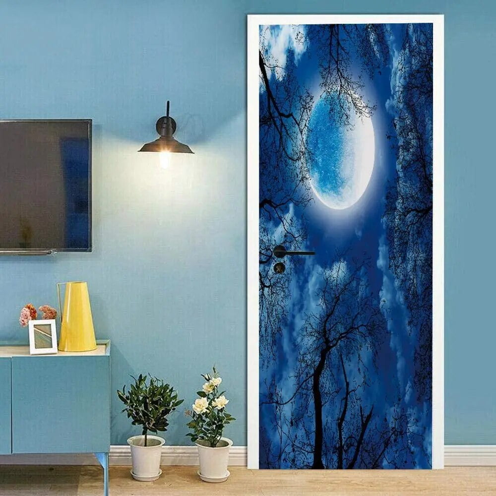 Forest In Sunlight Door Stickers Wallpaper Spring Woods Door Sticker