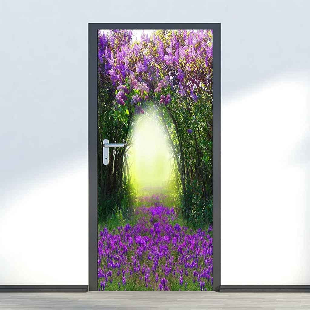 Forest In Sunlight Door Stickers Wallpaper Spring Woods Door Sticker ...