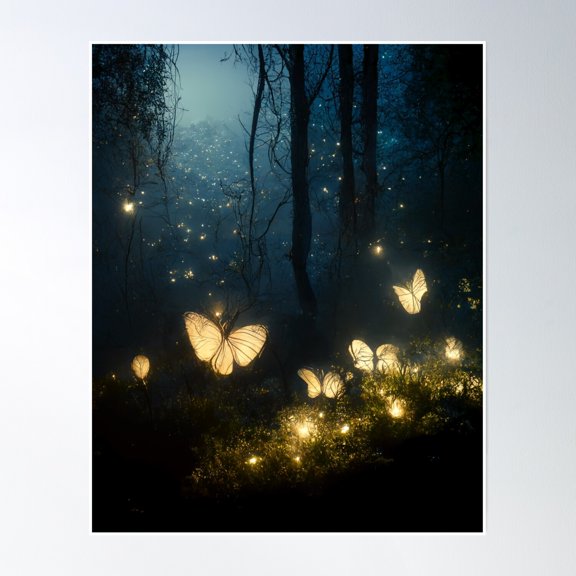 Forest In The Night Poster Wall Art, Modern Wall Decor, 24x36 UNFRAMED