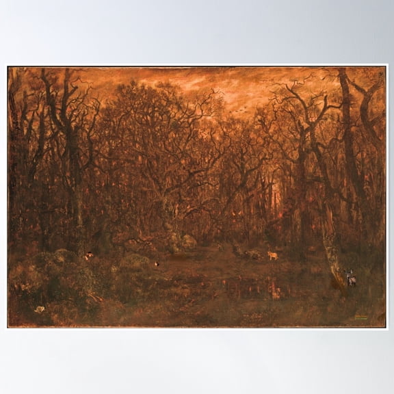 Forest In Winter At Sunset Poster Wall Art, Modern Wall Decor, 12x18 UNFRAMED