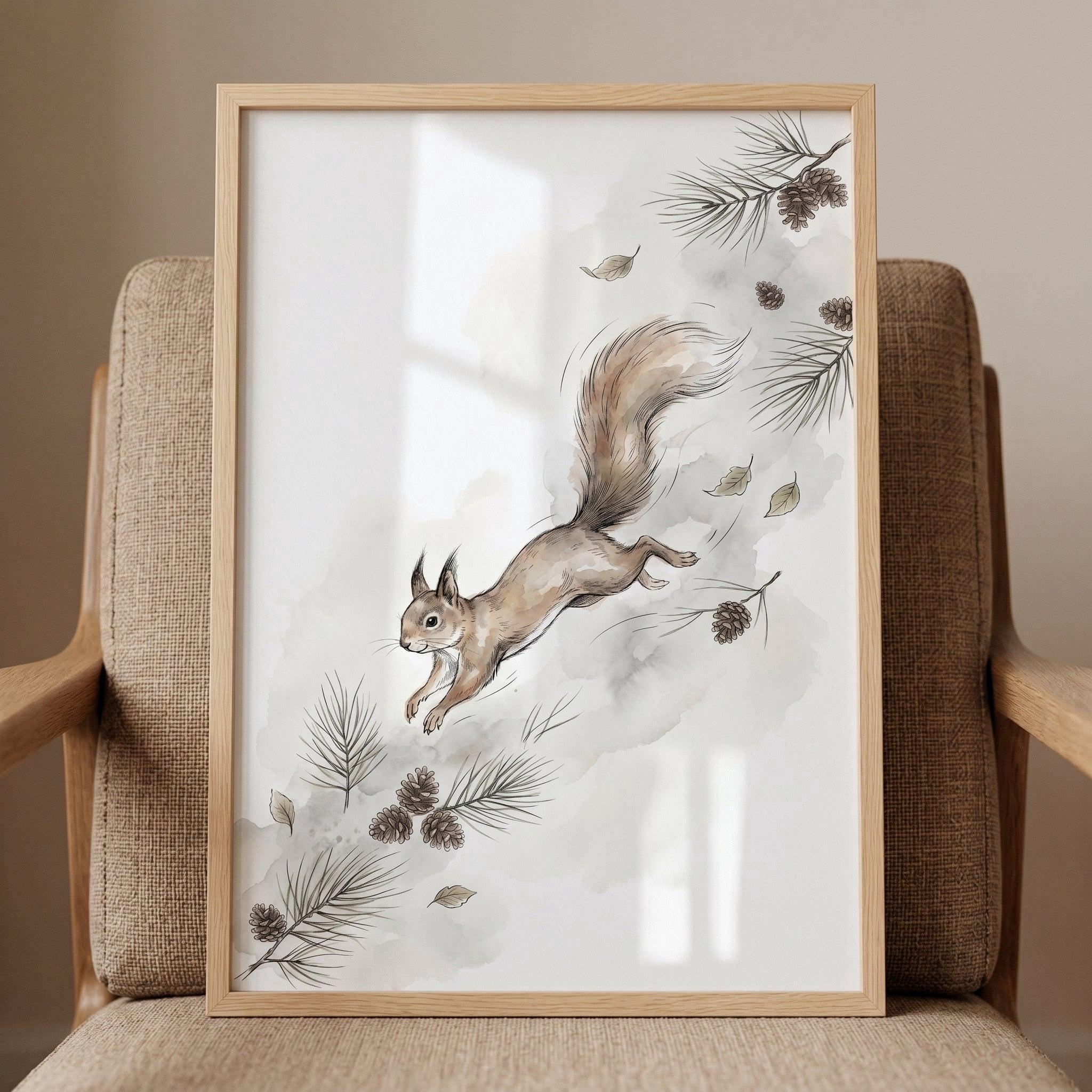 Forest Jumping Pinecone Woodland Squirrel Nature Animal Cottagecore ...
