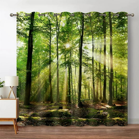 Forest Jungle Tree Natural Scenery Landscape Thin Window Blinds Curtains for Living Room Kitchen Bed