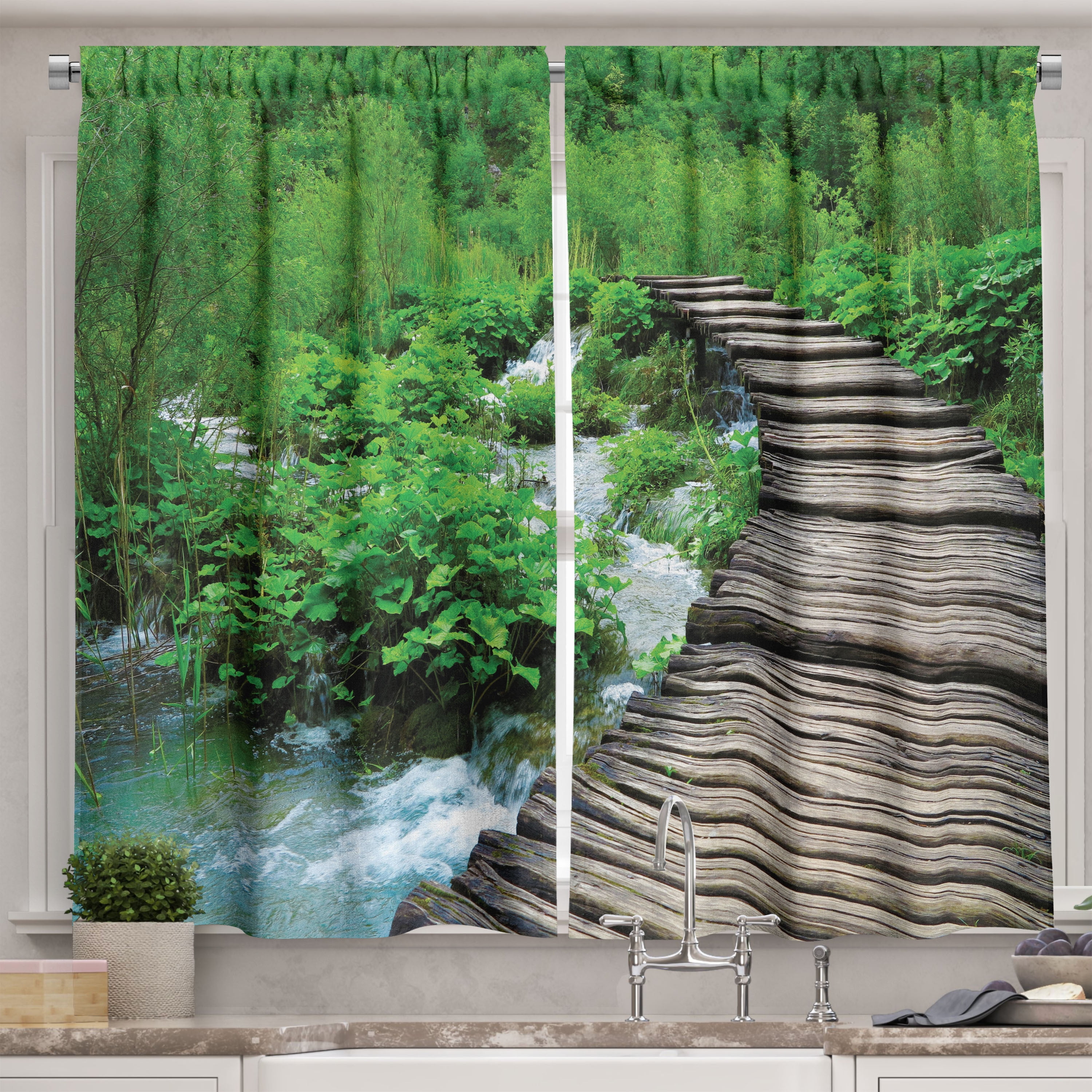 Forest Kitchen Curtains, Path and the Waterfall Board in Croatia ...