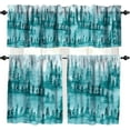 thumbnail image 1 of Forest Kitchen Valance Curtains Set of 3,Watercolor Woodland Forest Mountains Kitchen Window Home Decor Rod Pocket Window Drapes for Kitchen Living Room 54x18in+27x24in x2, 1 of 4