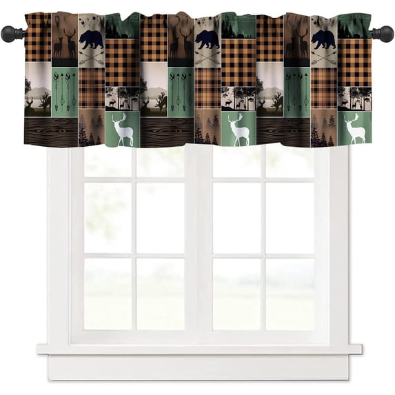 Forest Kitchen Valance Set,Magical Fantasy Watercolor Landscape Forest Mountains Home Decor Rod Pocket Window Valance for Kitchen Dining Room 54x18in+27x24in x2