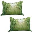thumbnail image 1 of Forest Knitted Quilt Pillowcover Set of 2, Image of Exotic Trees in Rainest Far Eastern Wildlife Tropical Nature Inspired, Standard Queen Pillow Sham Bedroom, 30" x 20", Green, by Ambesonne, 1 of 1