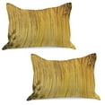 thumbnail image 1 of Forest Knitted Quilt Pillowcover Set of 2, Simple Themed Leaves and Oriental Nature Inspired Image Wildlife Themed Print, Standard Queen Pillow Sham Bedroom, 30" x 20", Yellow Mustard, by Ambesonne, 1 of 1