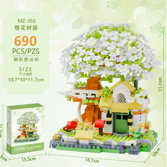 Forest LOG CABIN Forest Cabin Series Building Block Ornaments, Micro-particle Assembly Models, Desktop Decorations