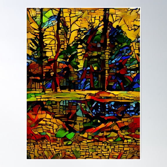 Forest Lake Abstract Poster Wall Art, Modern Wall Decor, 8x12 UNFRAMED