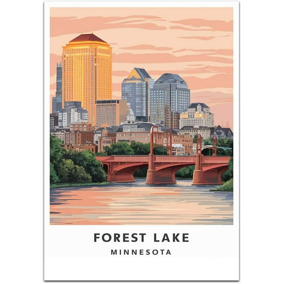 Forest Lake Map Retro Style Travel Canvas, Forest Lake Map Vintage Rustic Canvas Print, Home Office Wall Decoration, Forest Lake Map Country Canvas Canvas mohzlD