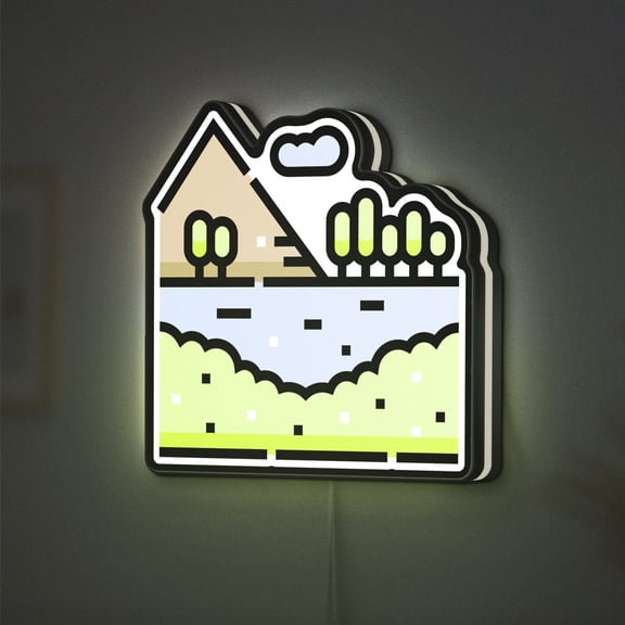 Forest Landscape 3D Novelty Light Box, Nature Tree and Cloud Lamp Decor for Peaceful Rooms and Rustic Homes (Height 8 inch, 20cm)