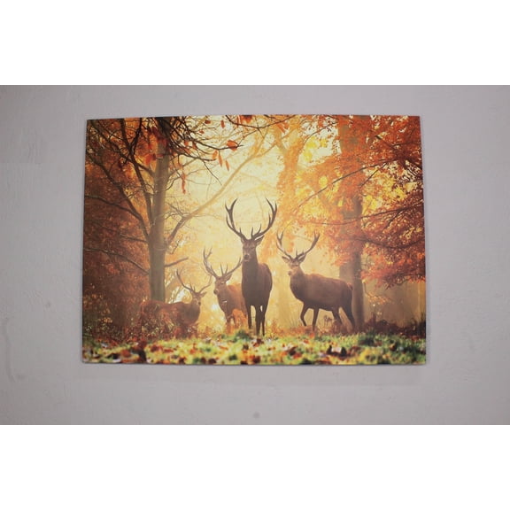 Forest Landscape Artwork, Forest Printed, Autumn Wall Decor, Deer In Forest Painting, Autumn Landscape Art, Deer Lover Gift Canvas, Canvas Wall Decor - 4P-Gallery Wrapped