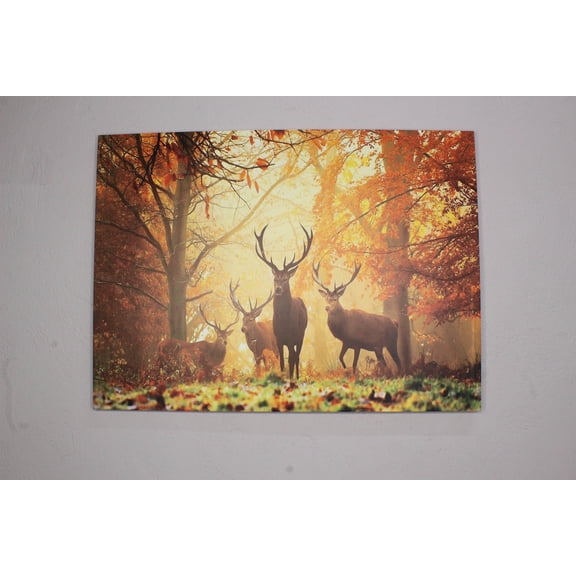 Forest Landscape Artwork, Forest Printed, Autumn Wall Decor, Deer In Forest Painting, Autumn Landscape Art, Deer Lover Gift Canvas, Canvas Wall Decor - Rolled Canvas