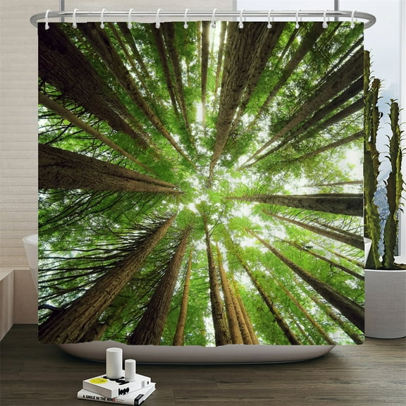 Forest Landscape Bathroom Curtain 3D Natural Scery Waterfall Print Shower Curtai