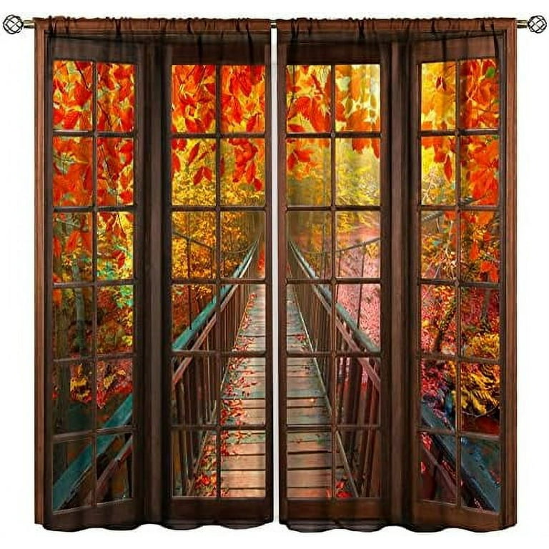 Scenery Printed Curtain / Drapes For Living Room Dining Room Bed Room With 2 Panel Set retail -Multiple Sized Brick Wall Rustic Country Decor Theme