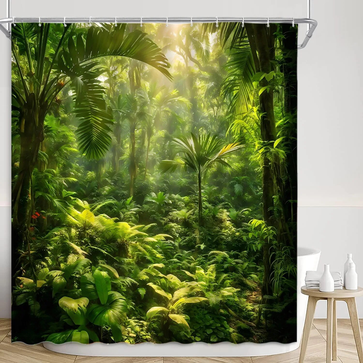 Forest Landscape Shower Curtain Rainforest Nature Landscape Waterfalls ...